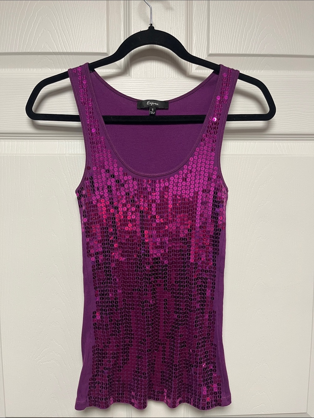 Express Fuchsia Sequin Tank Top